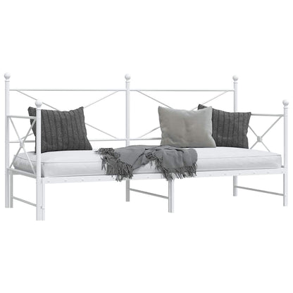 vidaXL Daybed with Trundle without Mattress White 80x200 cm Steel