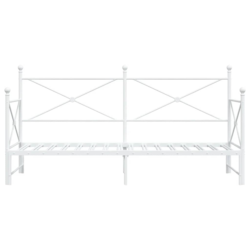 vidaXL Daybed with Trundle without Mattress White 80x200 cm Steel