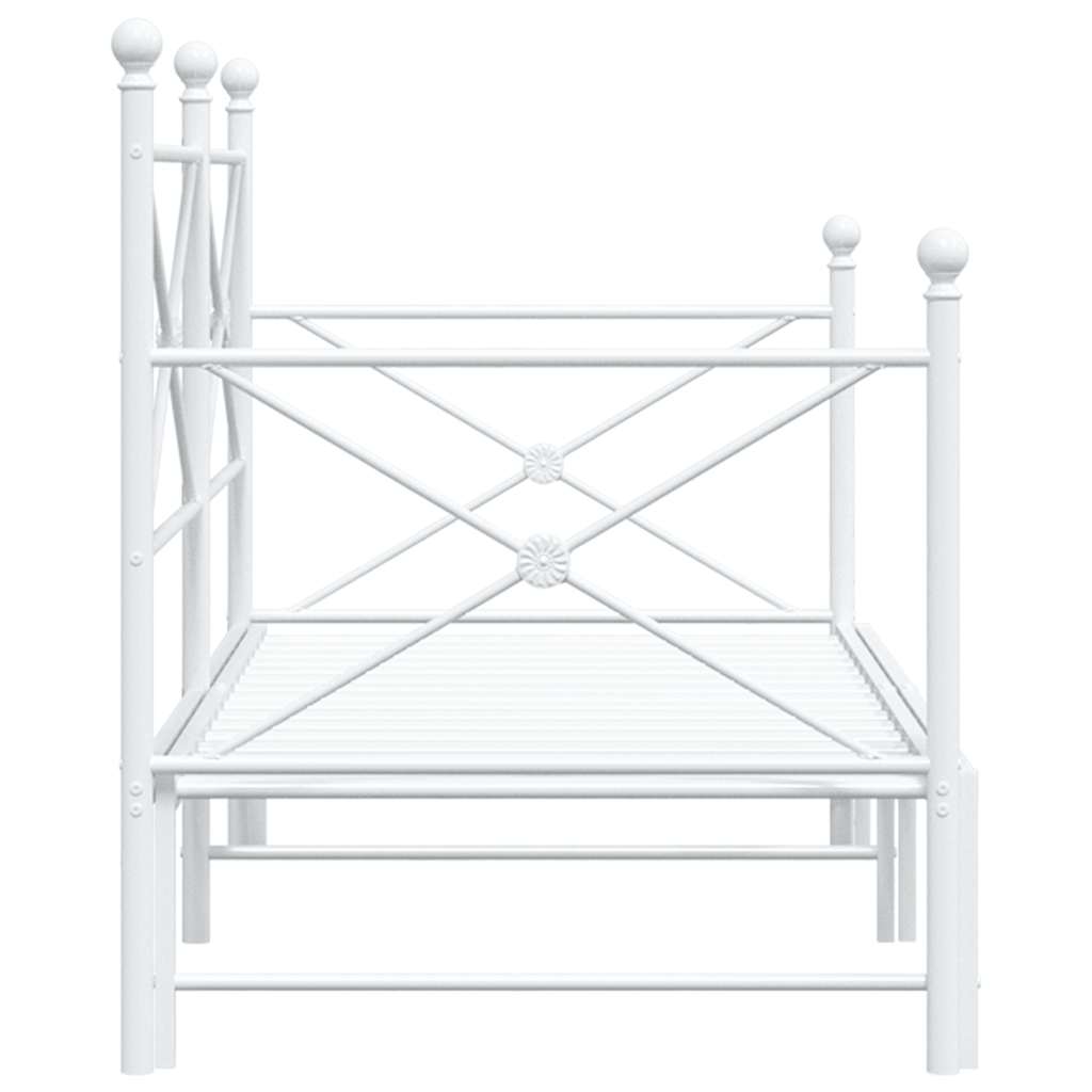 vidaXL Daybed with Trundle without Mattress White 80x200 cm Steel