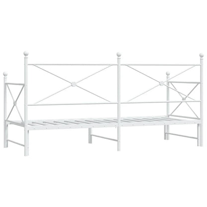 vidaXL Daybed with Trundle without Mattress White 80x200 cm Steel