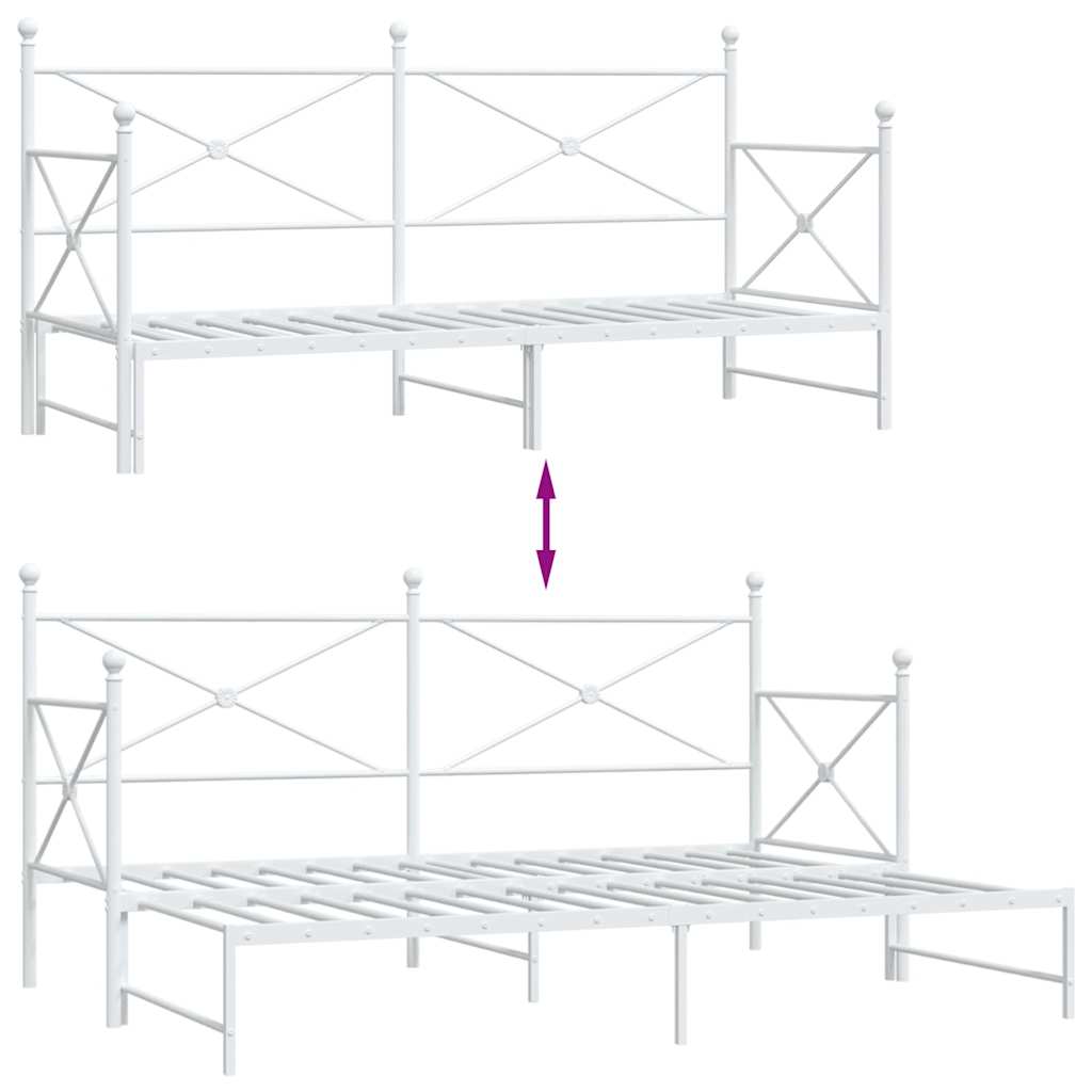 vidaXL Daybed with Trundle without Mattress White 80x200 cm Steel