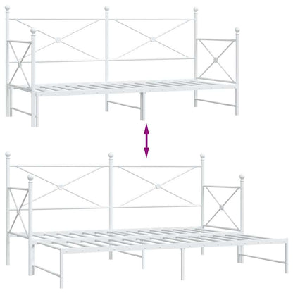 vidaXL Daybed with Trundle without Mattress White 80x200 cm Steel