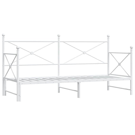 vidaXL Daybed with Trundle without Mattress White 90x200 cm Steel