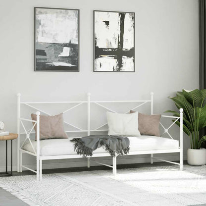 vidaXL Daybed with Trundle without Mattress White 90x200 cm Steel
