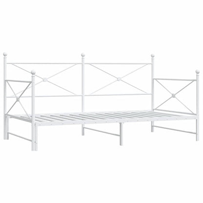 vidaXL Daybed with Trundle without Mattress White 100x190 cm Steel