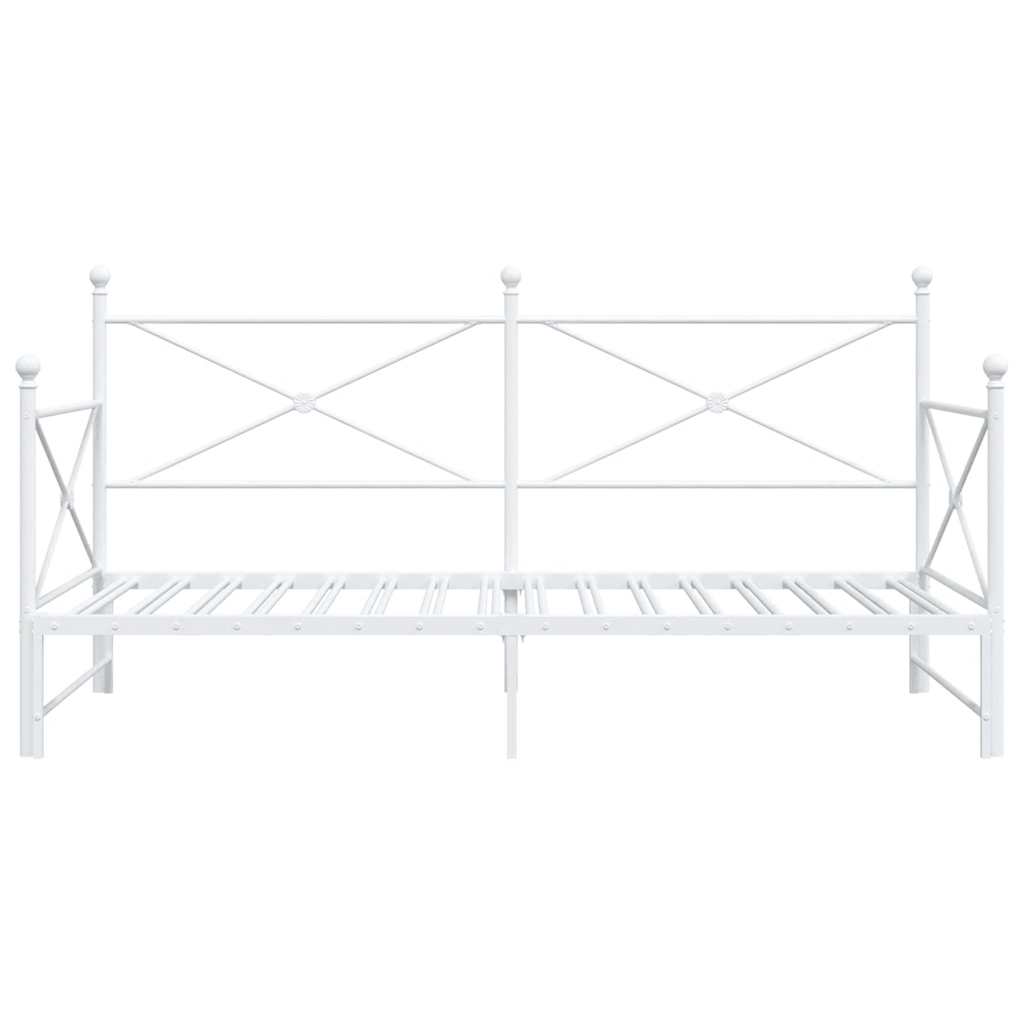 vidaXL Daybed with Trundle without Mattress White 100x190 cm Steel