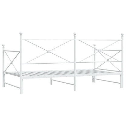 vidaXL Daybed with Trundle without Mattress White 100x190 cm Steel