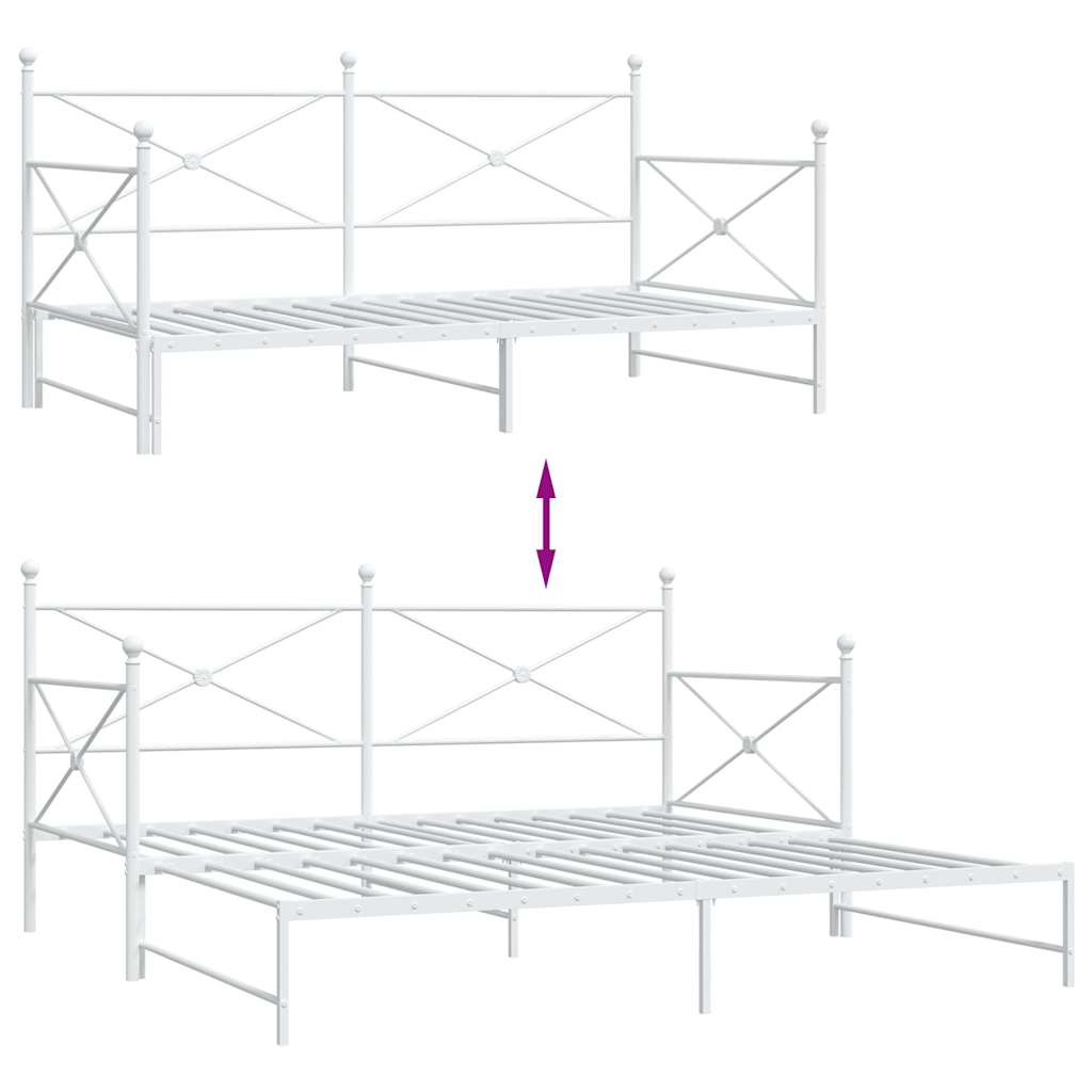 vidaXL Daybed with Trundle without Mattress White 100x190 cm Steel