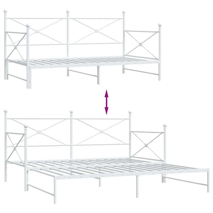 vidaXL Daybed with Trundle without Mattress White 100x190 cm Steel