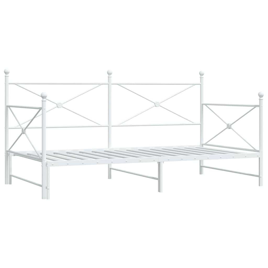 vidaXL Daybed with Trundle without Mattress White 107x203 cm Steel