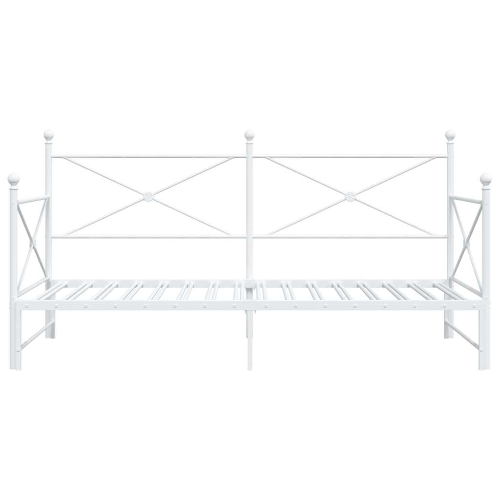 vidaXL Daybed with Trundle without Mattress White 107x203 cm Steel