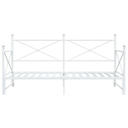 vidaXL Daybed with Trundle without Mattress White 107x203 cm Steel