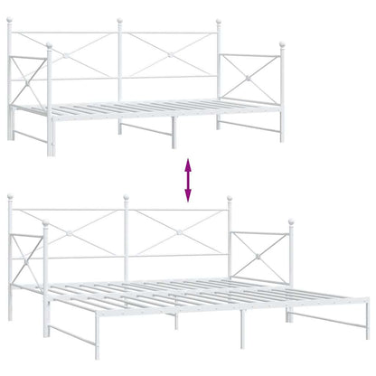 vidaXL Daybed with Trundle without Mattress White 107x203 cm Steel