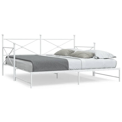 vidaXL Daybed with Trundle without Mattress White 107x203 cm Steel