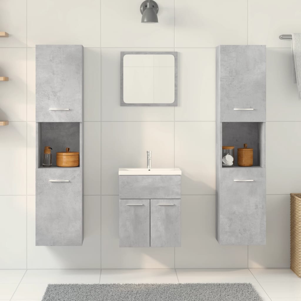 vidaXL Bathroom Furniture Set | Concrete Grey, White