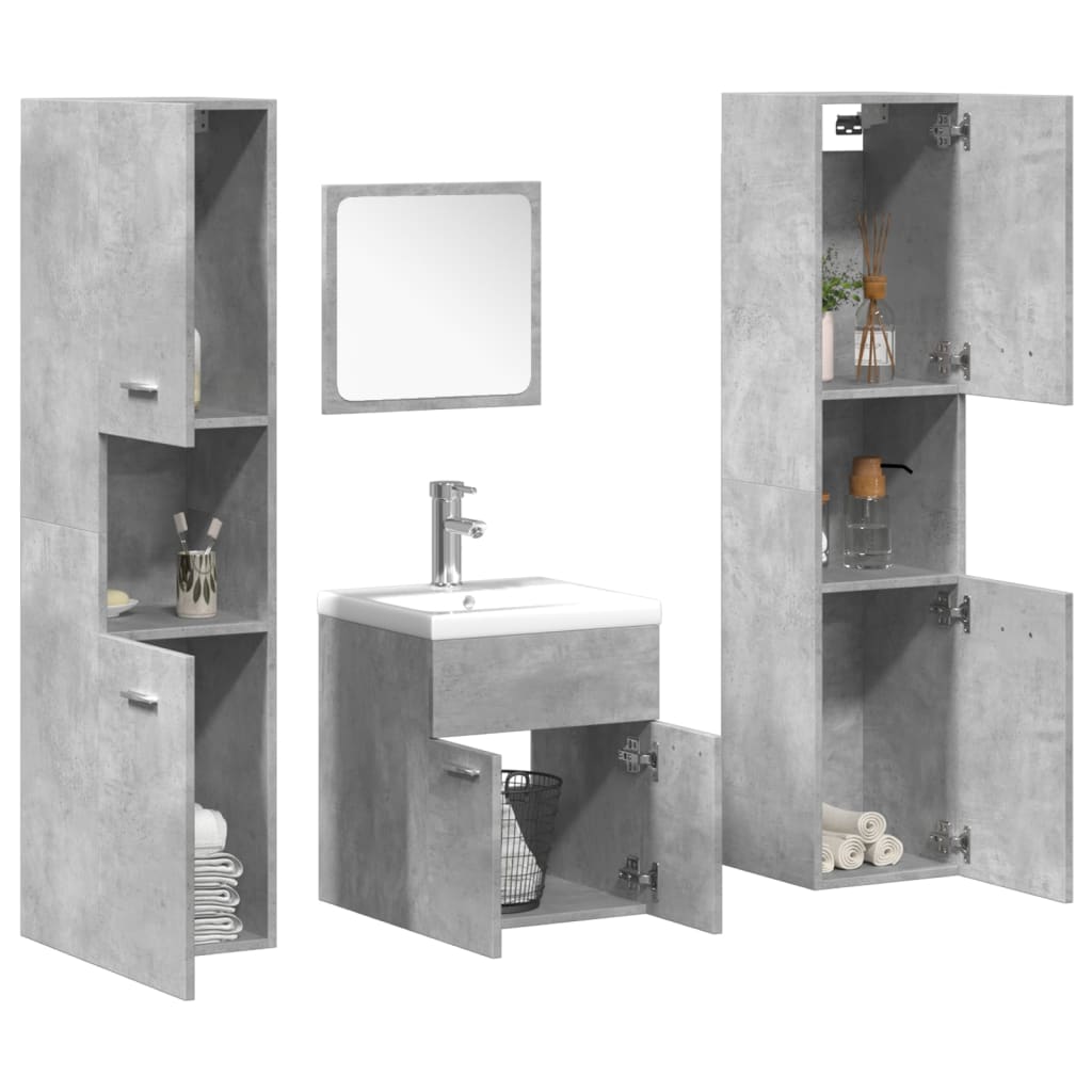 vidaXL Bathroom Furniture Set | Concrete Grey, White