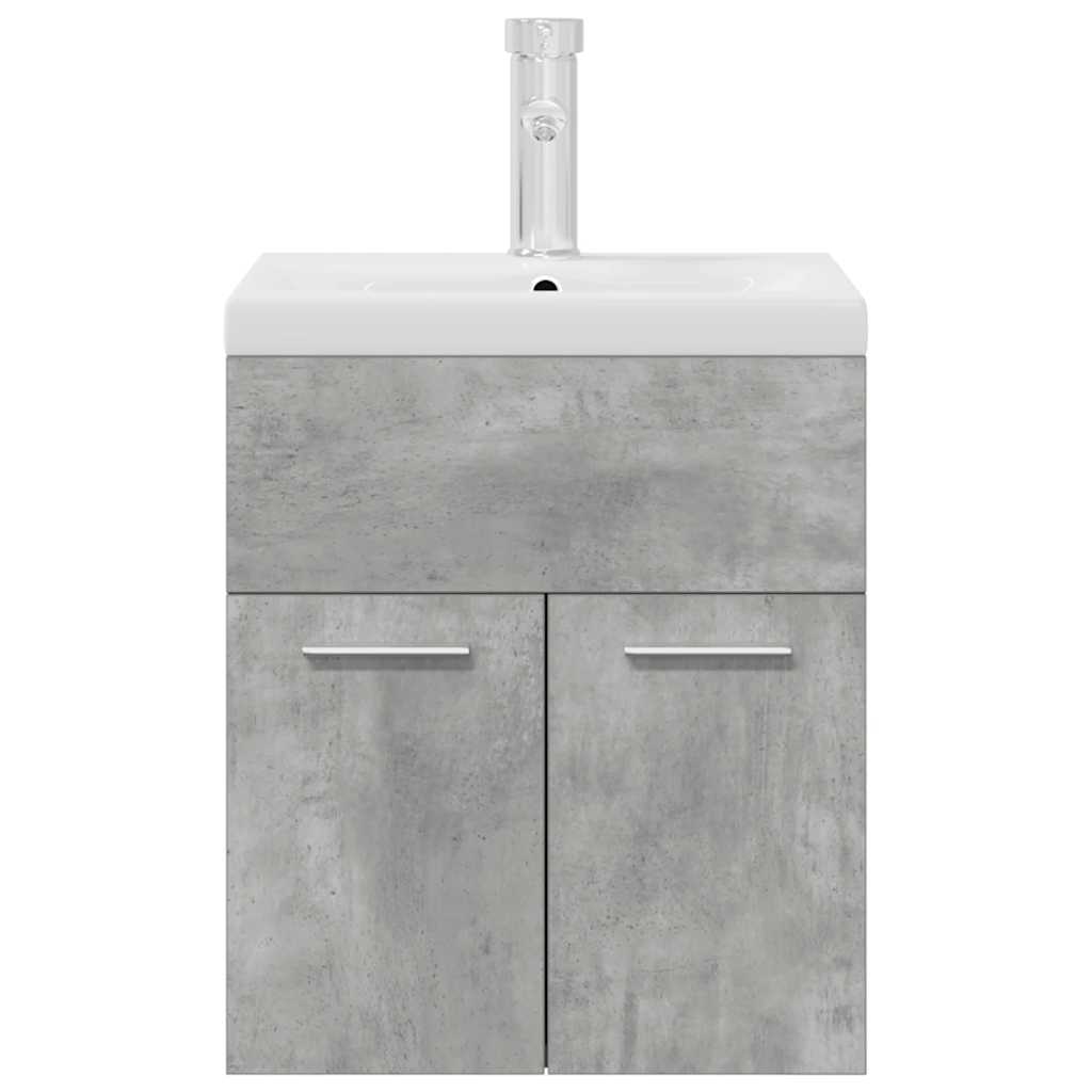 vidaXL Bathroom Sink Cabinet with Built-in Basin&Faucet Concrete Grey