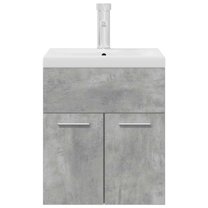 vidaXL Bathroom Sink Cabinet with Built-in Basin&Faucet Concrete Grey