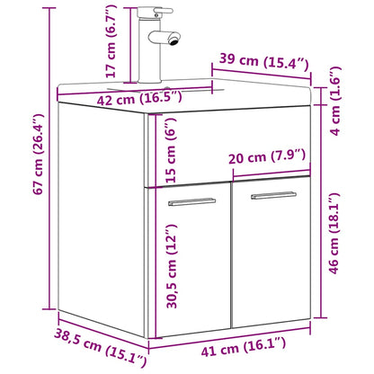 vidaXL Bathroom Sink Cabinet with Built-in Basin and Faucet Concrete Grey
