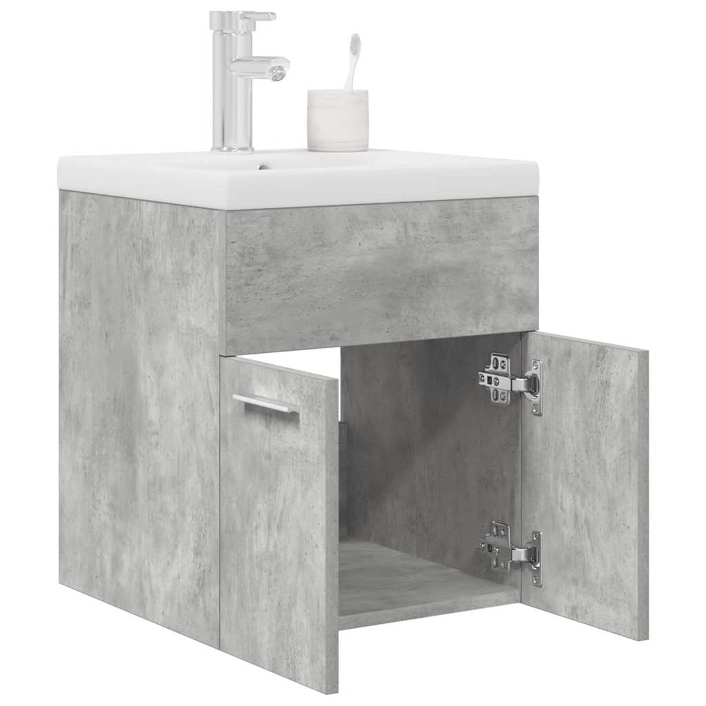 vidaXL Bathroom Sink Cabinet with Built-in Basin&Faucet Concrete Grey