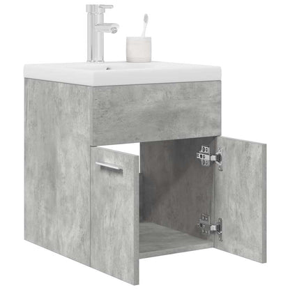 vidaXL Bathroom Sink Cabinet with Built-in Basin&Faucet Concrete Grey