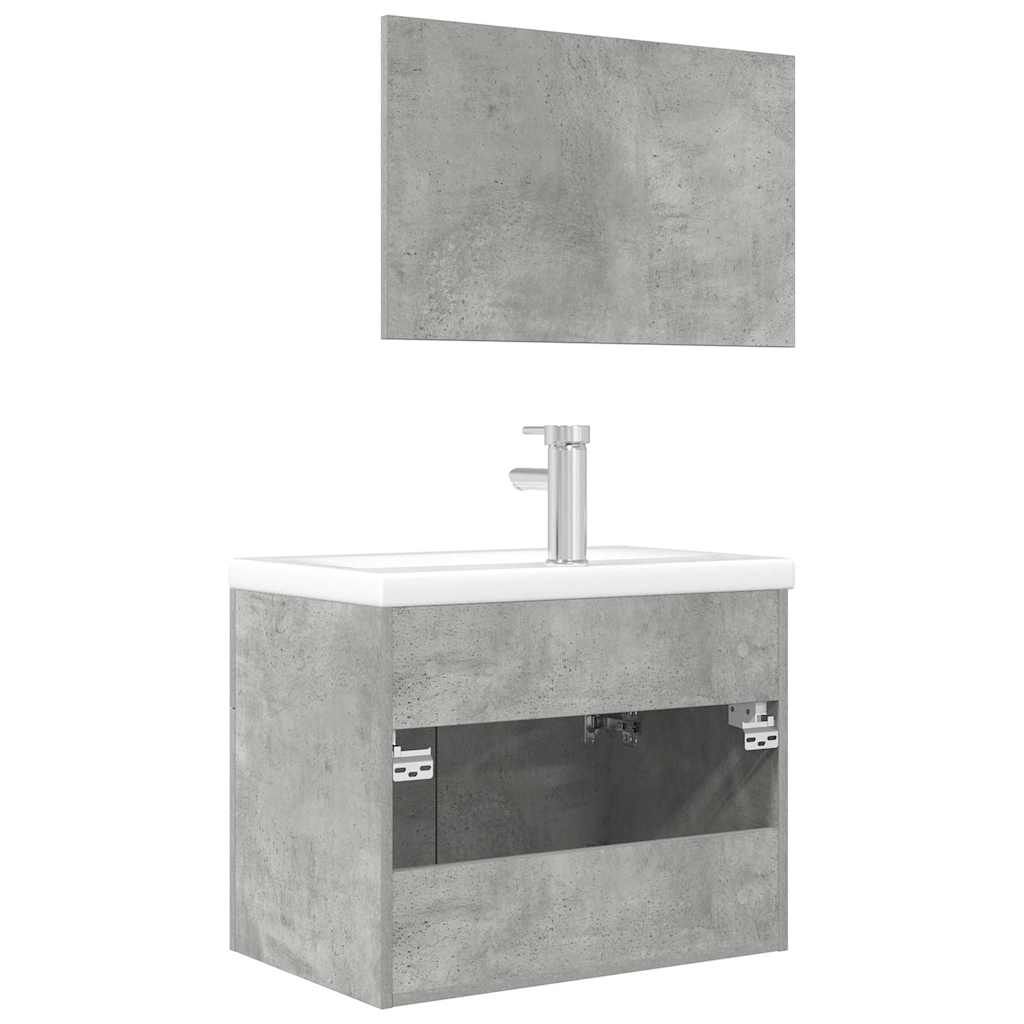 vidaXL 3 Piece Bathroom Furniture Set Concrete Grey Engineered Wood