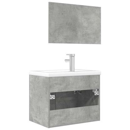 vidaXL 3 Piece Bathroom Furniture Set Concrete Grey Engineered Wood