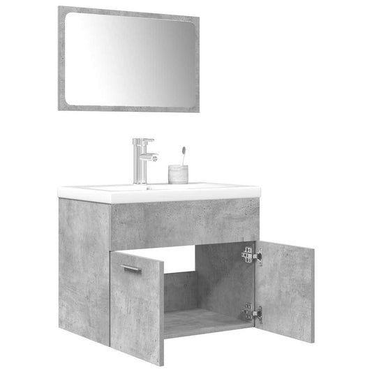 vidaXL 3 Piece Bathroom Furniture Set Concrete Grey Engineered Wood