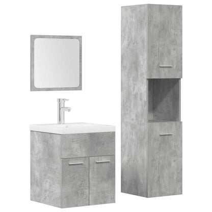 vidaXL 4 Piece Bathroom Furniture Set Concrete Grey Engineered Wood