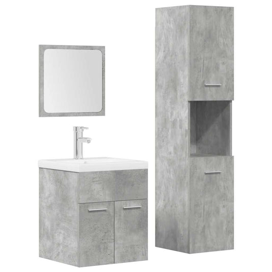 vidaXL 4 Piece Bathroom Furniture Set Concrete Grey Engineered Wood