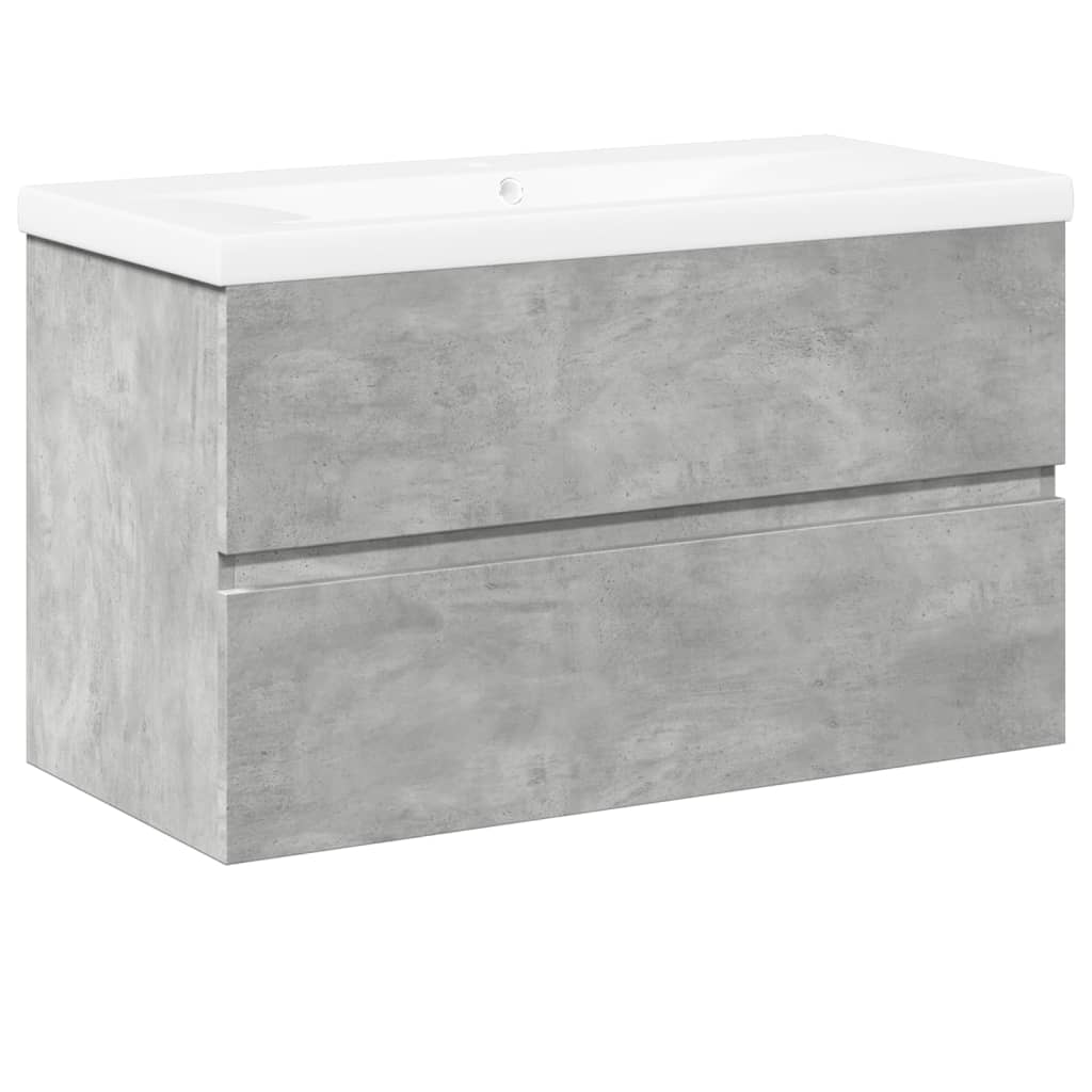 vidaXL 2 Piece Bathroom Furniture Set Concrete Grey Engineered Wood