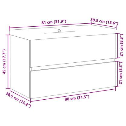 vidaXL 2 Piece Bathroom Furniture Set Concrete Grey Engineered Wood