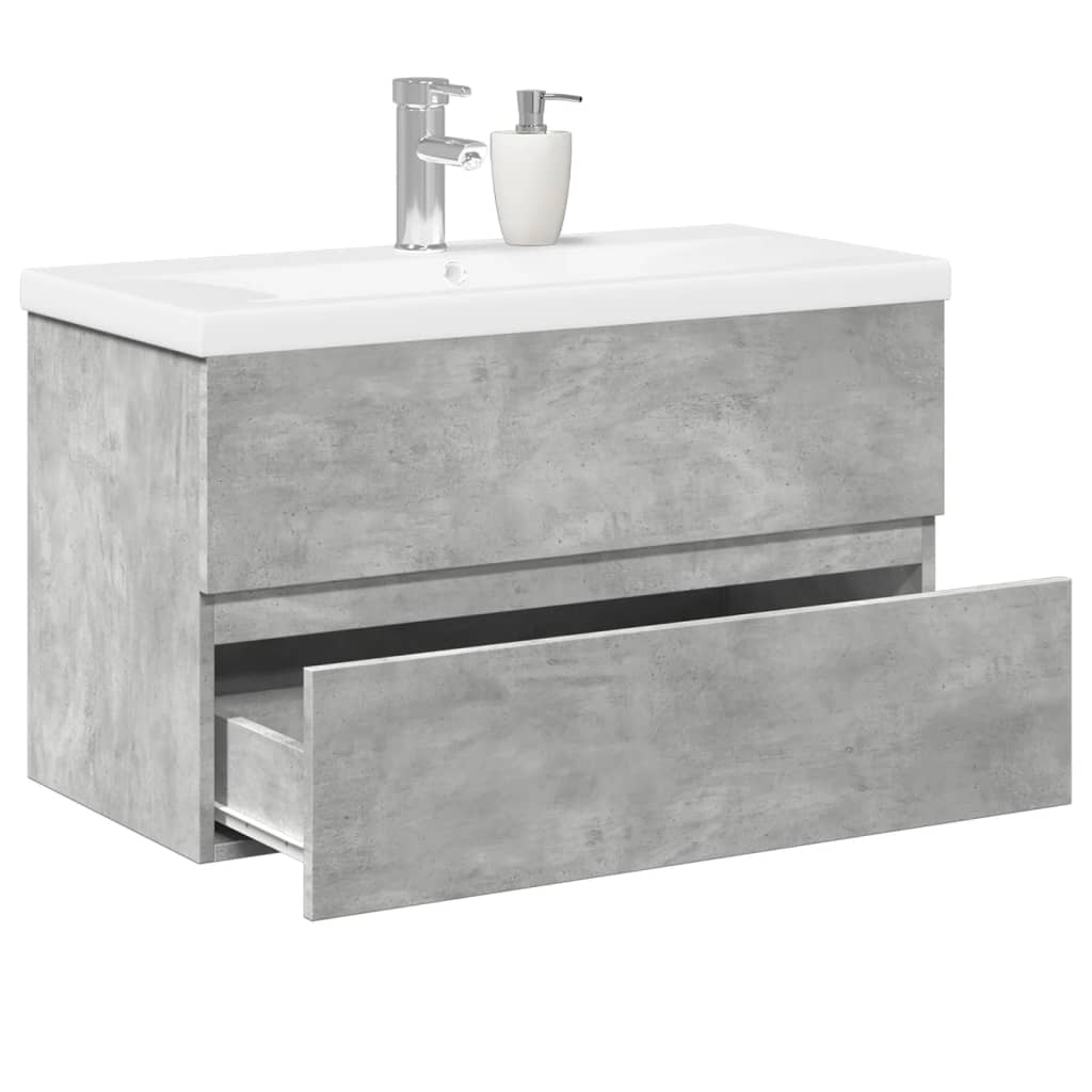 vidaXL 2 Piece Bathroom Furniture Set Concrete Grey Engineered Wood