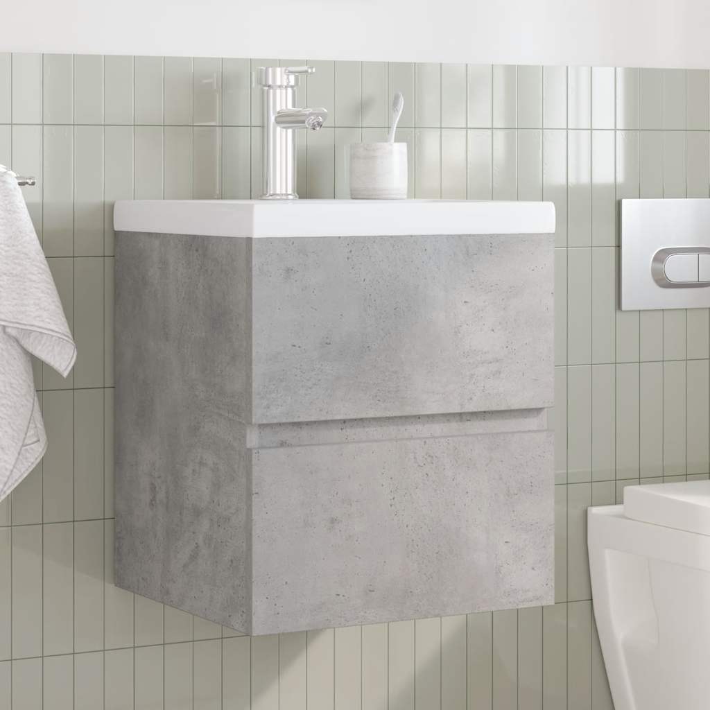 vidaXL 2 Piece Bathroom Furniture Set Concrete Grey Engineered Wood