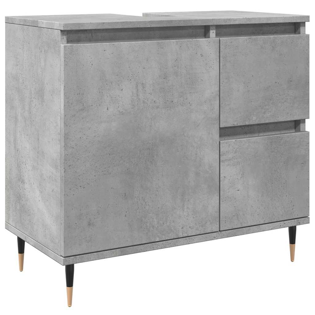 vidaXL 3 Piece Bathroom Furniture Set Concrete Grey Engineered Wood