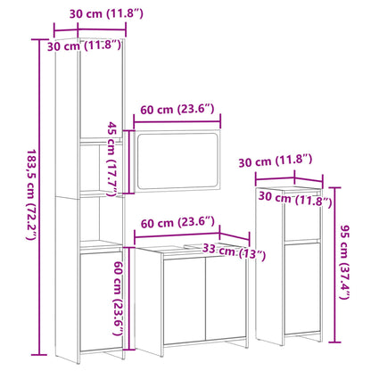 vidaXL 4 Piece Bathroom Furniture Set Sonoma Oak Engineered Wood