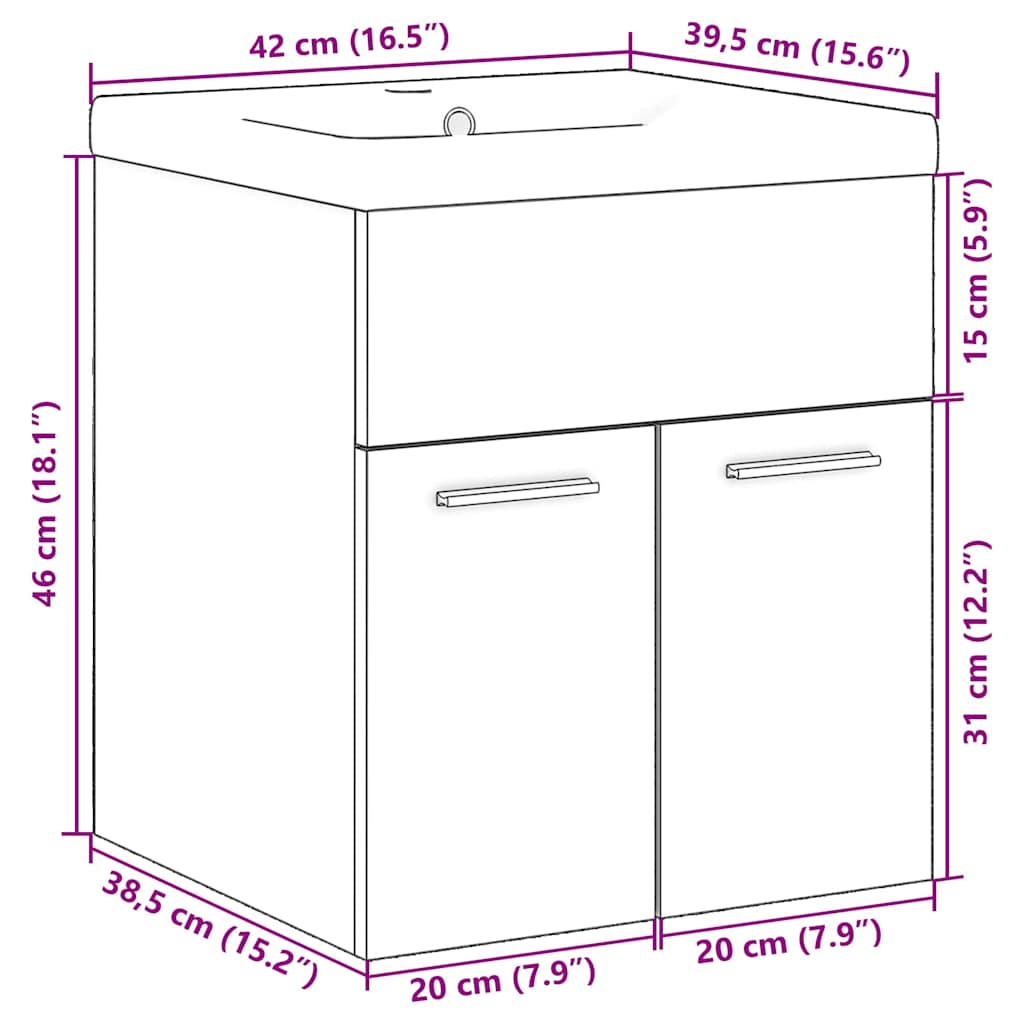 vidaXL 2 Piece Bathroom Furniture Set Sonoma Oak Engineered Wood