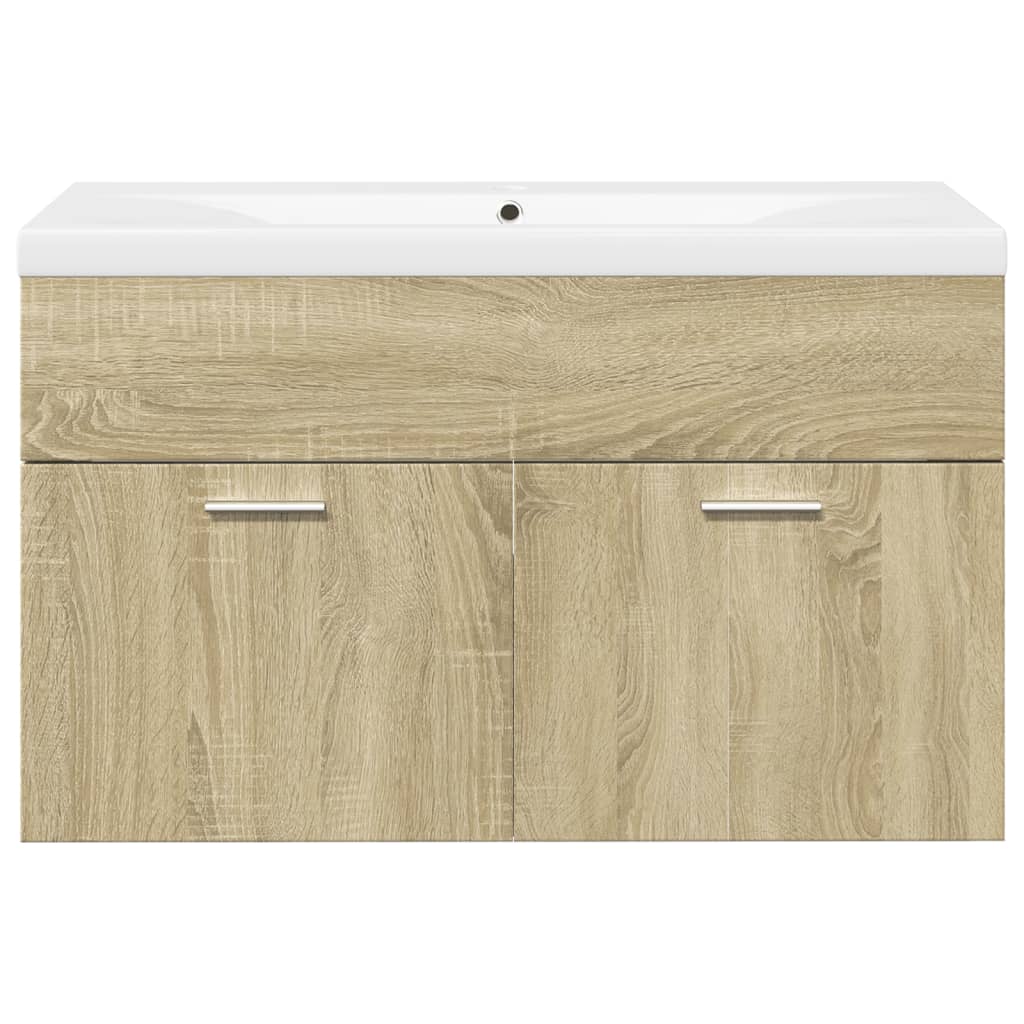vidaXL Bathroom Sink Cabinet with Built-in Basin Sonoma Oak