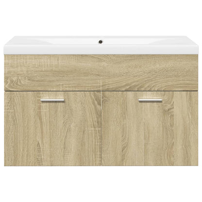 vidaXL Bathroom Sink Cabinet with Built-in Basin Sonoma Oak