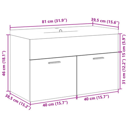 vidaXL Bathroom Sink Cabinet with Built-in Basin Sonoma Oak