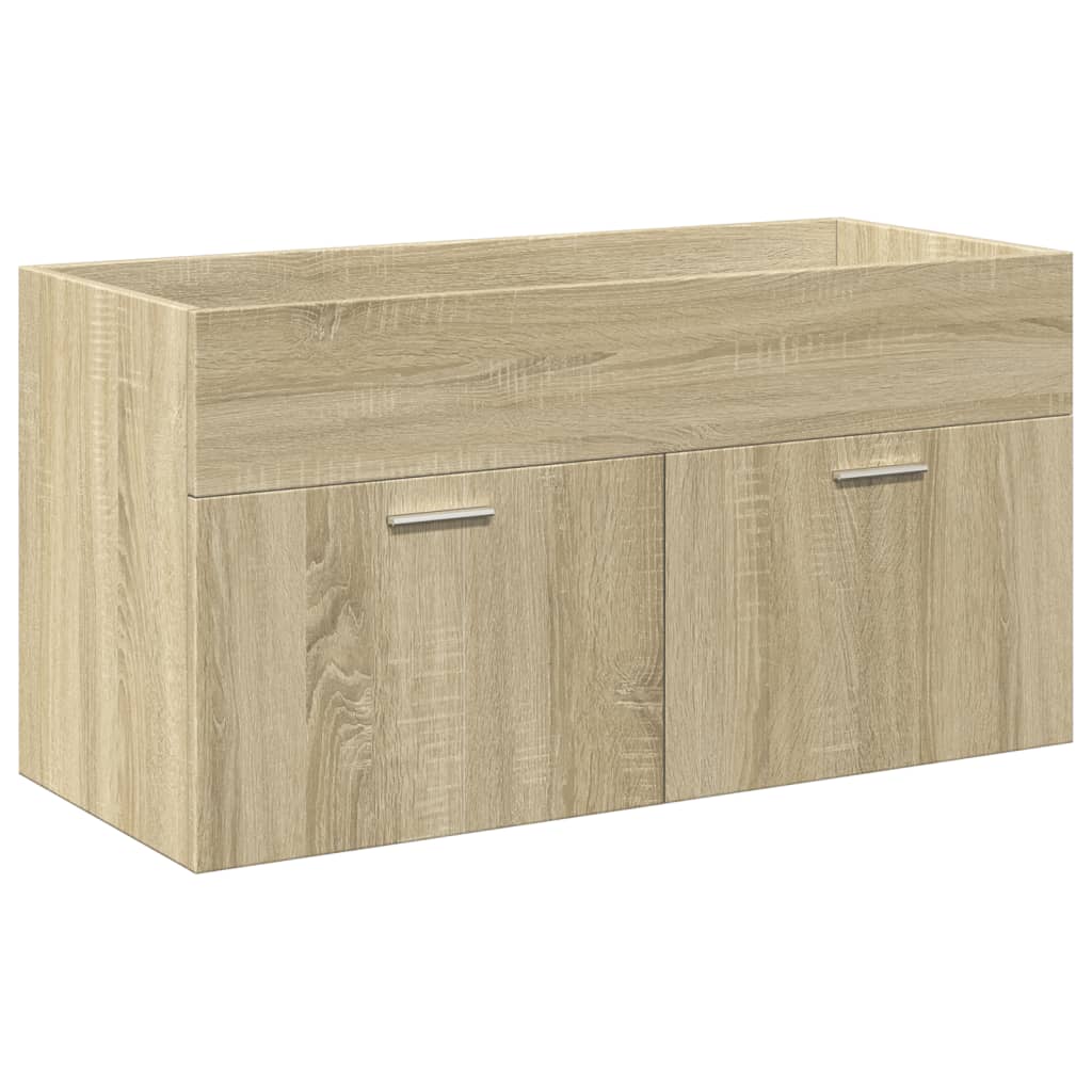 vidaXL Bathroom Sink Cabinet with Built-in Basin Sonoma Oak