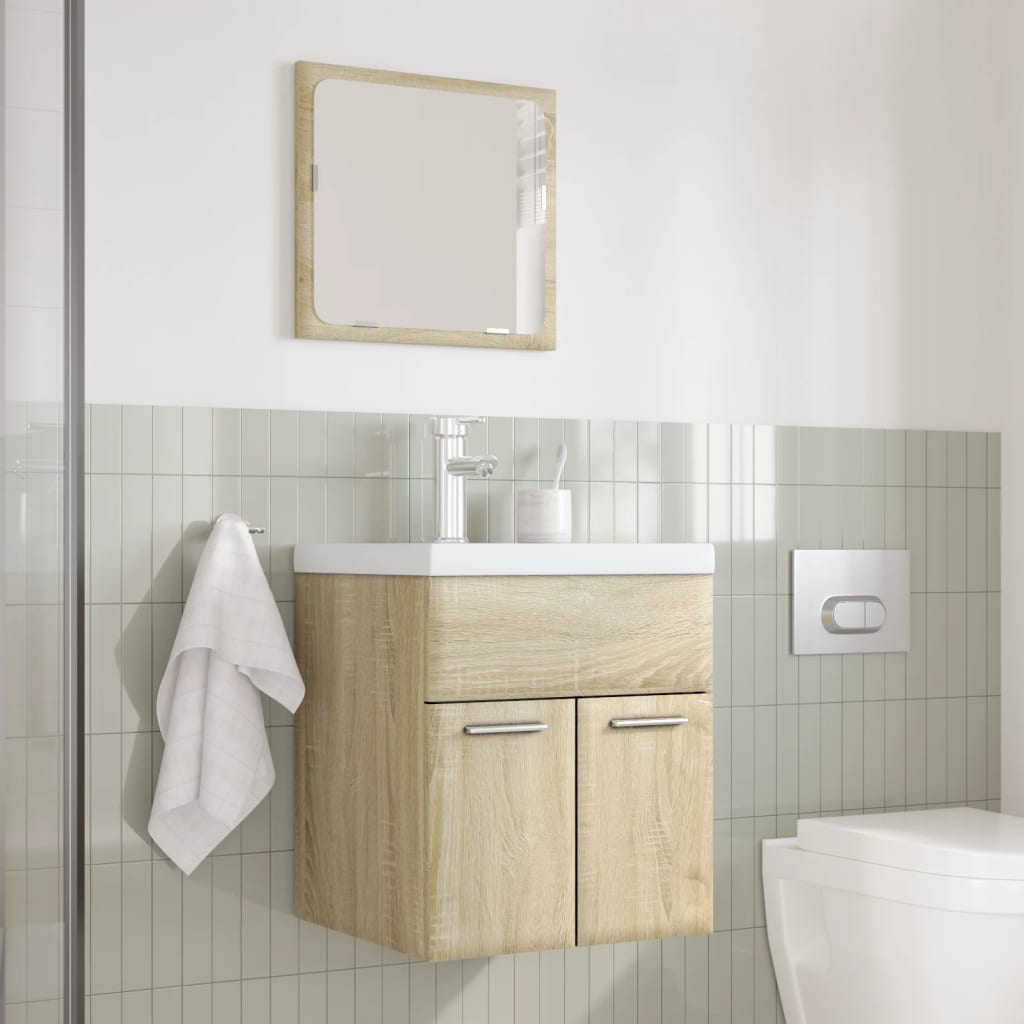 vidaXL 3 Piece Bathroom Furniture Set Sonoma Oak Engineered Wood