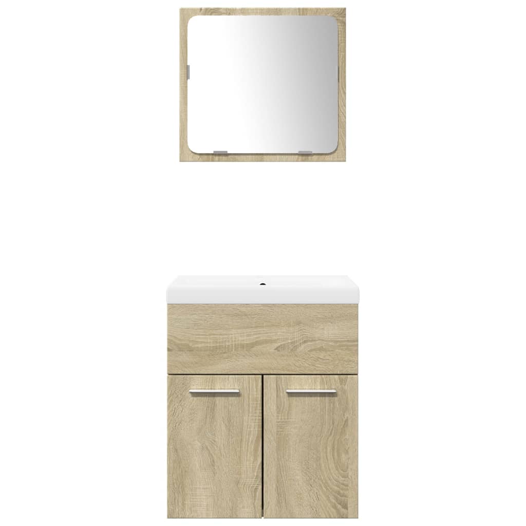 vidaXL 3 Piece Bathroom Furniture Set Sonoma Oak Engineered Wood
