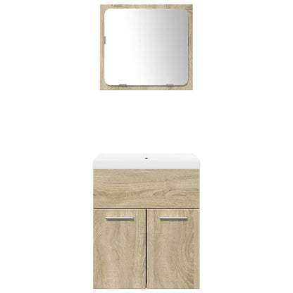 vidaXL 3 Piece Bathroom Furniture Set Sonoma Oak Engineered Wood