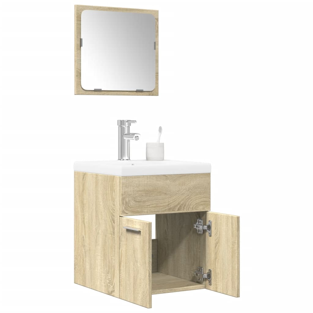 vidaXL 3 Piece Bathroom Furniture Set Sonoma Oak Engineered Wood