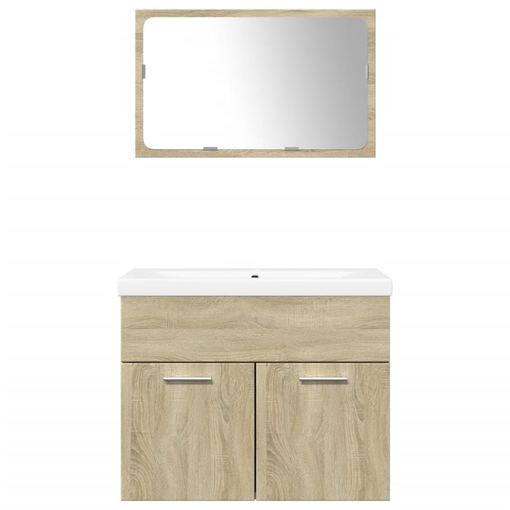 vidaXL 3 Piece Bathroom Furniture Set Sonoma Oak Engineered Wood