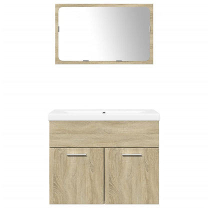vidaXL 3 Piece Bathroom Furniture Set Sonoma Oak Engineered Wood