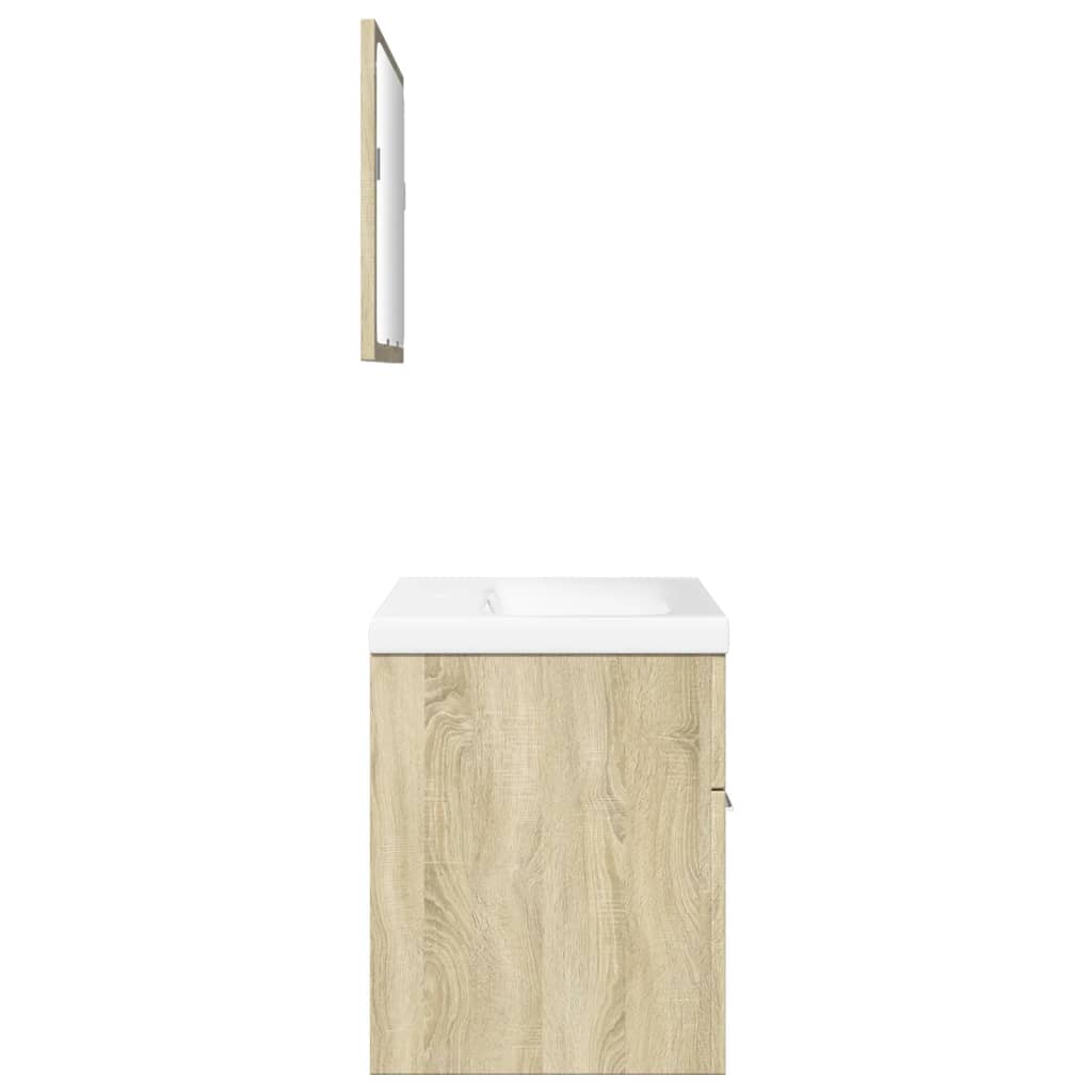 vidaXL 3 Piece Bathroom Furniture Set Sonoma Oak Engineered Wood