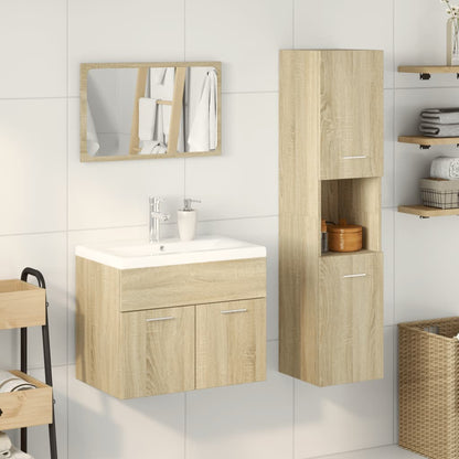 vidaXL 3 Piece Bathroom Furniture Set Sonoma Oak Engineered Wood