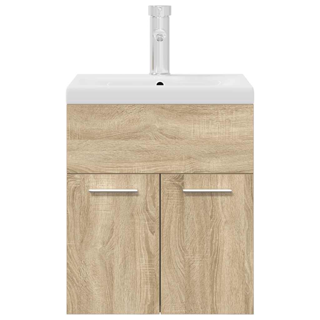 vidaXL Bathroom Sink Cabinet with Built-in Basin and Faucet Sonoma Oak